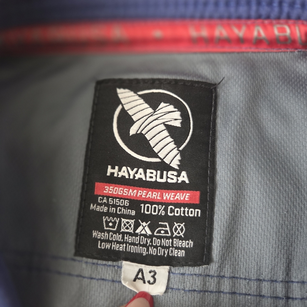 Hayabusa Jiu Jitsu Gi Jacket Kimono Top Adult A3 Blue‎ 350GSM Pearl Weave Cotton - Picture 10 of 13